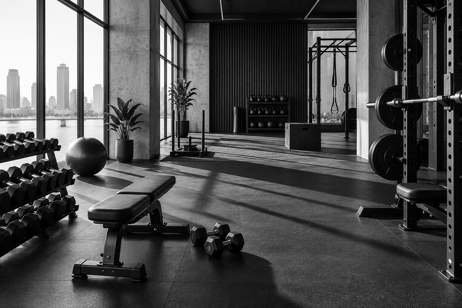 Monochrome fitness concept illustration for YouthMonk